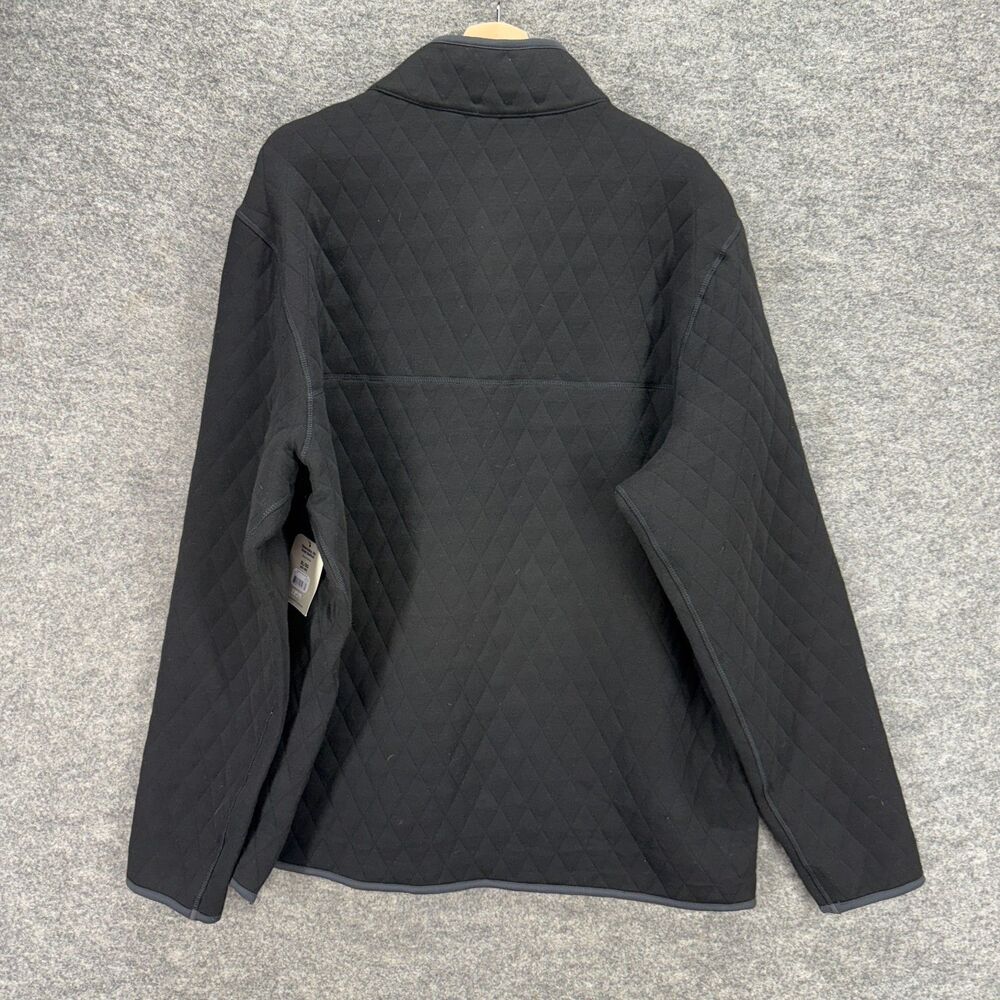 New George Quilted Jacket Men XL Black Long Sleeve High Neck Button Rayon - Picture 2 of 8